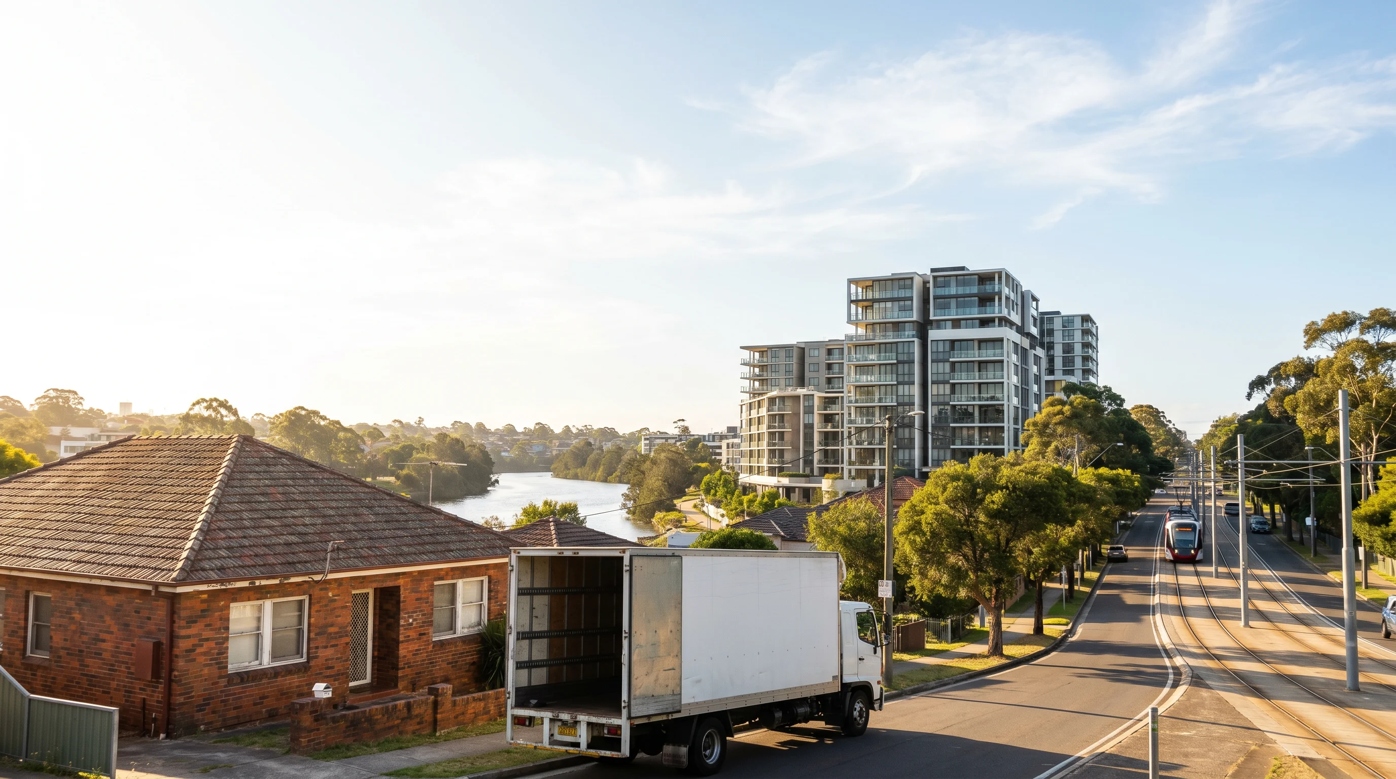 A removal truck on a street in Rydalmere, Parramatta